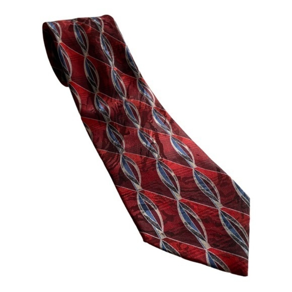 J. Ferrar Red‎ Tie with Blue and Black Accents